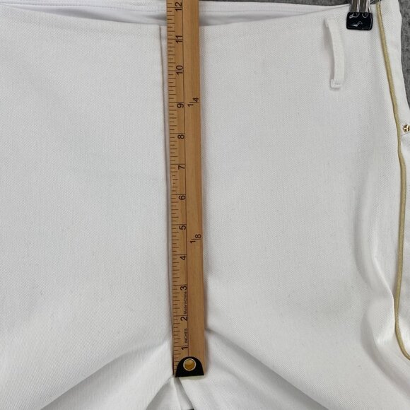 Lysse Jeans Womens Large White Jeggings Stretch Pull On Capri Gold Side Stripe - Picture 8 of 11